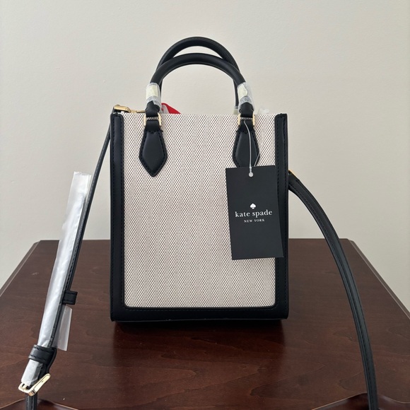 Kate Spade Ellie Mini Canvas Tote Crossbody - New With Tags -Structured Logo Bag - Picture 4 of 10
